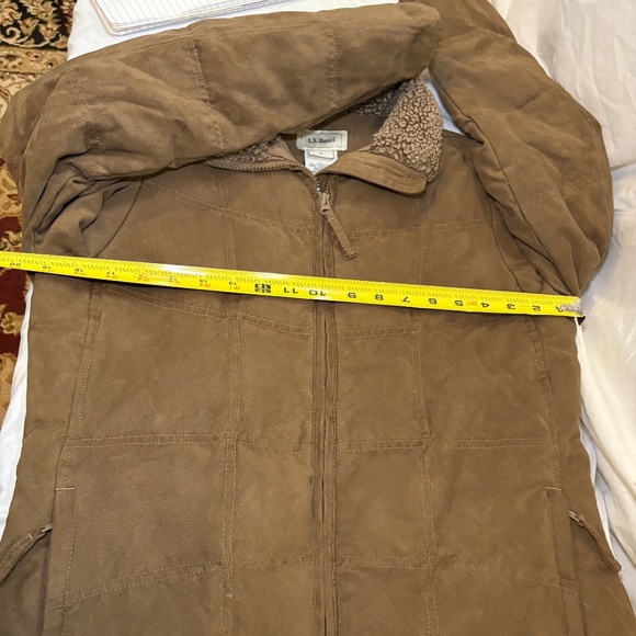LL Bean Jacket Women’s S Goose Down Faux Suede Lined Sherpa Lined Collar Quilted - Picture 5 of 7